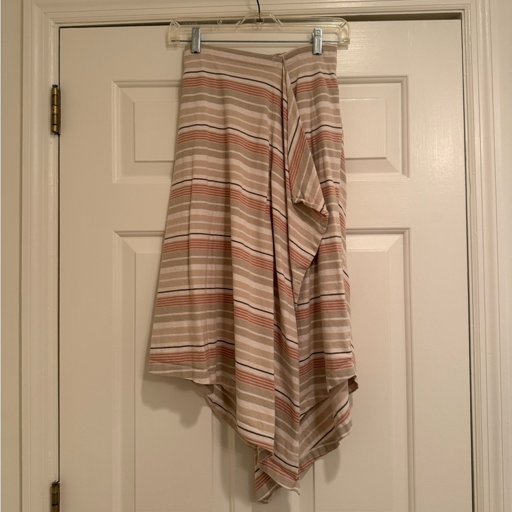 Free People Beach Beige Striped Midi Skirt